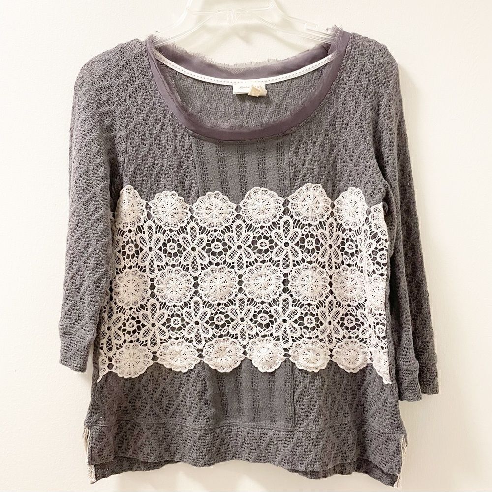 Anthropologie Meadow Rue Crochet Overlay Sweater - Size Small